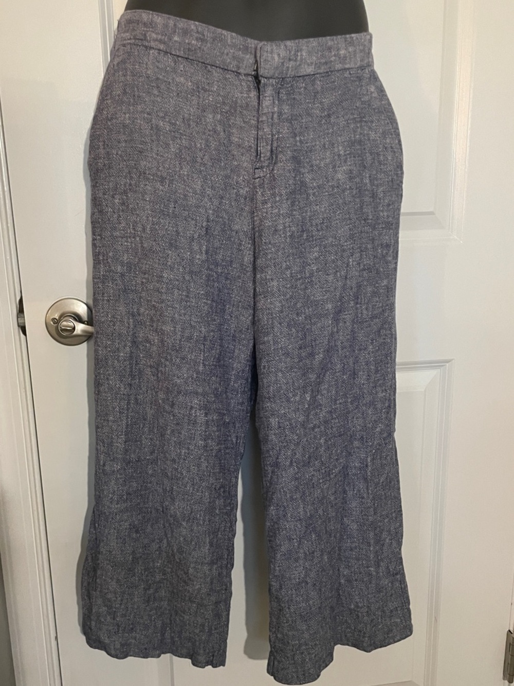 Old Navy Linen Light Heather Blue cropped wideleg pants
